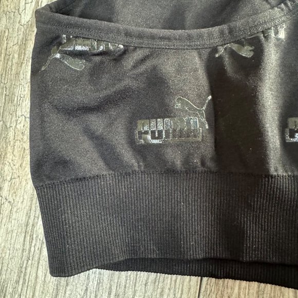 PUMA Support Sports Bra Logo Allover Black Size L - Picture 4 of 8